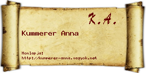 Kummerer Anna névjegykártya